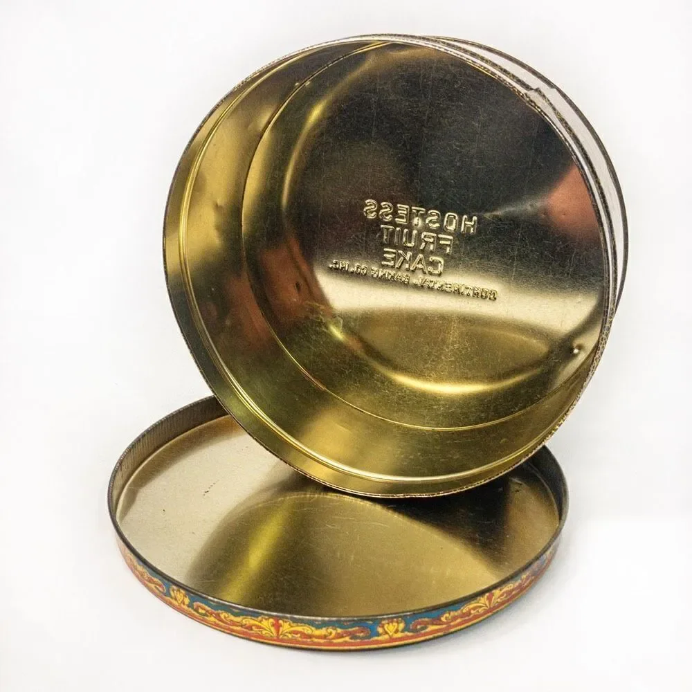 Antique Hostess Fruit Cake Tin 8” Round